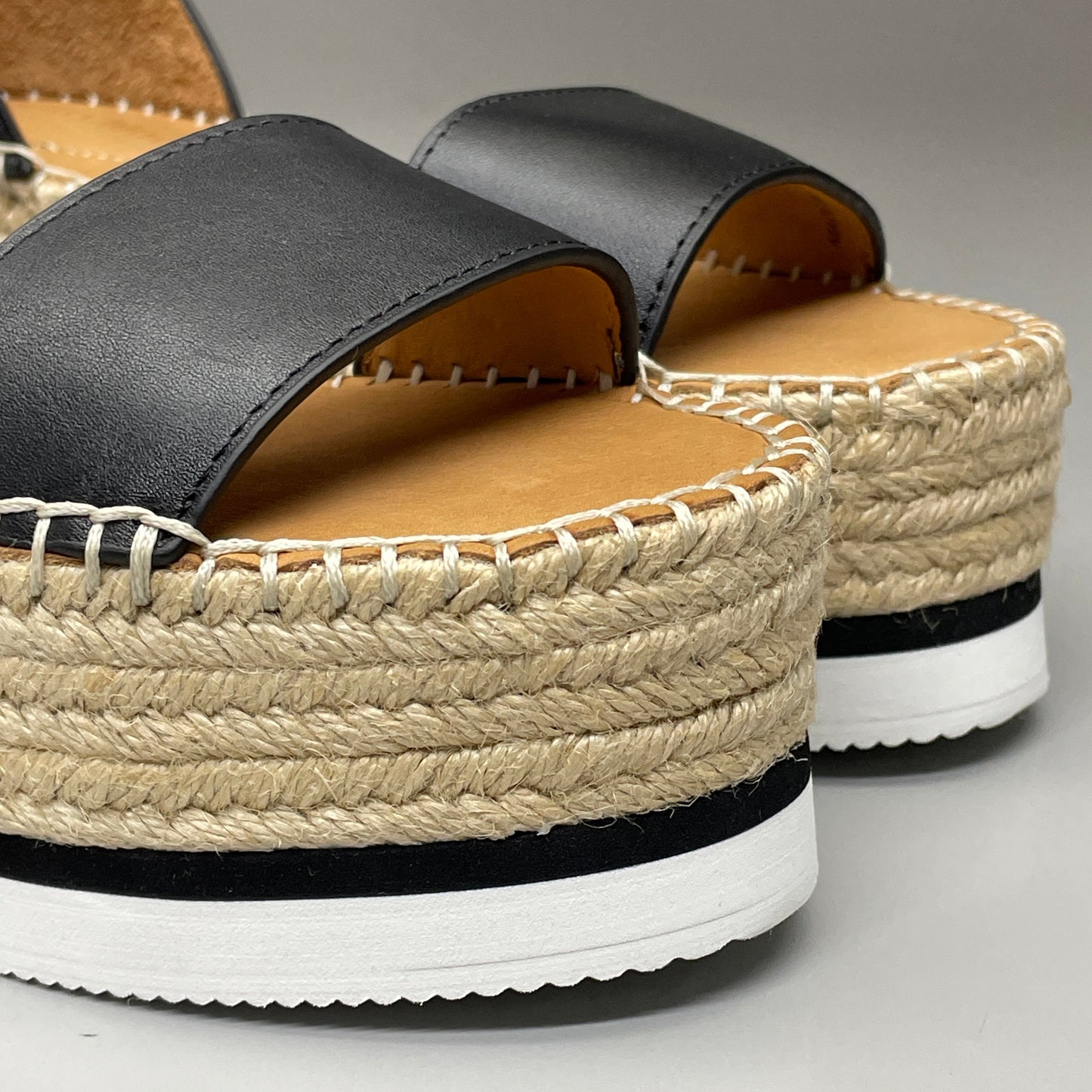 SEE BY CHLOÉ Glyn Calf Espadrille Platform Sandals Black Women's Sz 8 EU 38 SB32201A (New)