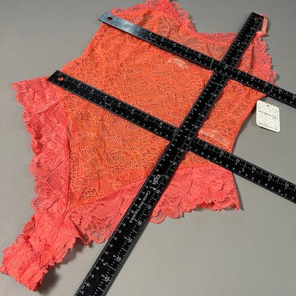FREE PEOPLE Sheer One Touch Bodysuit Leotard Women's Sz S Watermelon Lace OB1457989 (New)
