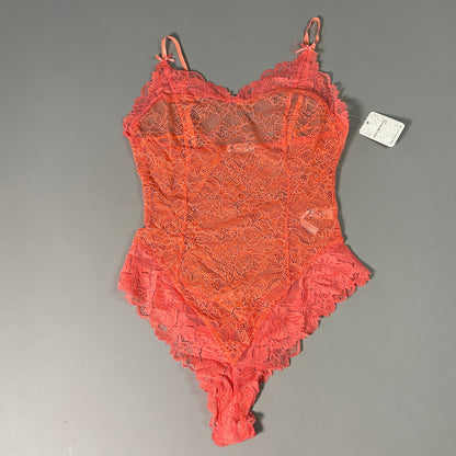 FREE PEOPLE Sheer One Touch Bodysuit Leotard Women's Sz XS Watermelon Lace OB1457989 (New)