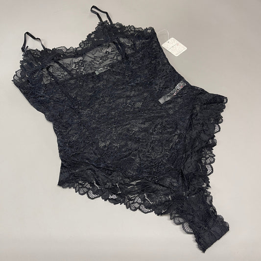 FREE PEOPLE Sheer One Touch Bodysuit Leotard Women's Sz M Black Lace OB1457989 (New)