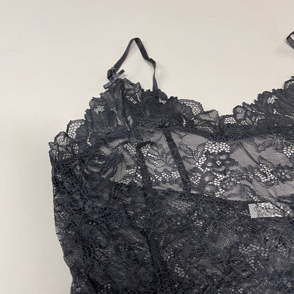 FREE PEOPLE Sheer One Touch Bodysuit Leotard Women's Sz M Black Lace OB1457989 (New)
