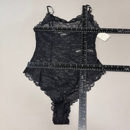 FREE PEOPLE Sheer One Touch Bodysuit Leotard Women's Sz S Black Lace OB1457989 (New)