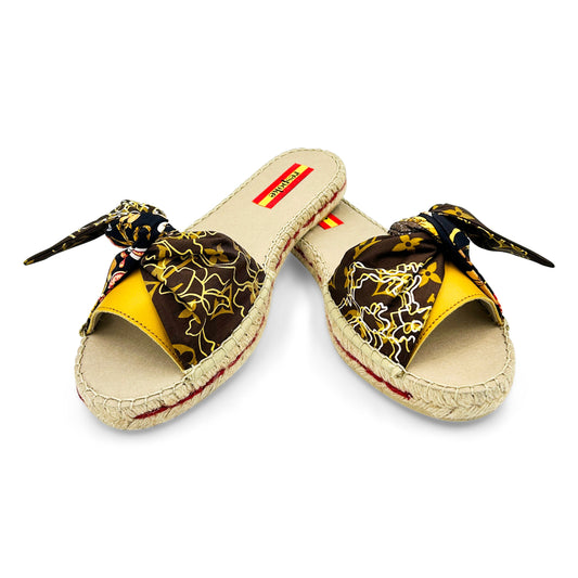 RECOUVRIR OCCIDENT Brown Bow Slide Espadrilles