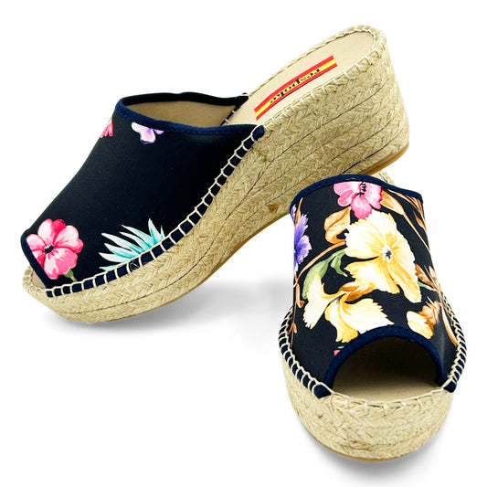 PRATOLINA Black Modern Wedge Espadrilles