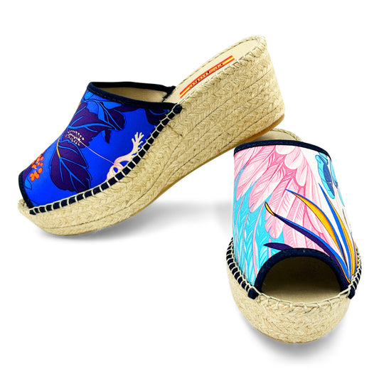 FLAMINGO Blue Modern Wedge Espadrilles