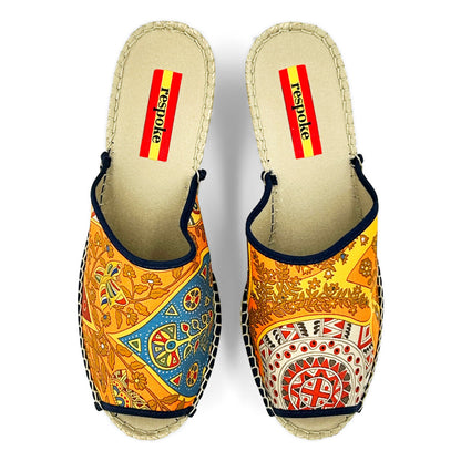 VIE Orange Modern Wedge Espadrilles