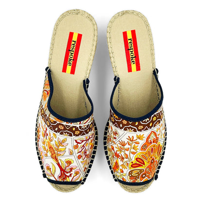 FLEURS Orange Modern Wedge Espadrilles