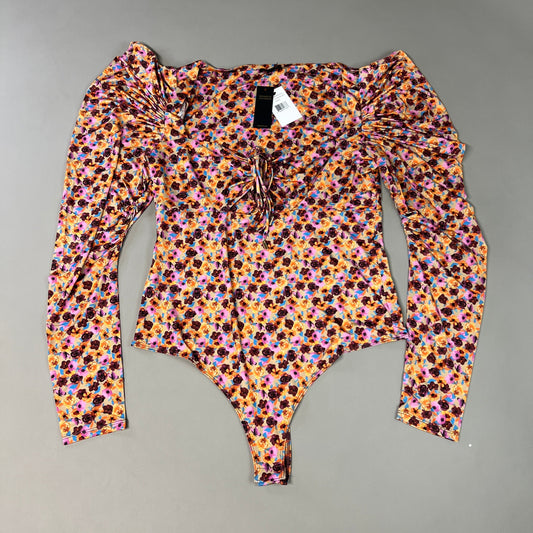 AFRM Coppelia Halter Tie Detail LS Knit Bodysuit Women's L Fall Meadow Ditsy AER002829AU21 (New)