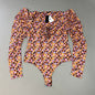AFRM Coppelia Halter Tie Detail LS Knit Bodysuit Women's L Fall Meadow Ditsy AER002829AU21 (New)