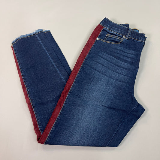 CLINTON KELLY Frayed Hem Jeans Women's Sz 10 Regular Dark Wash, Maroon Striped Side(New)