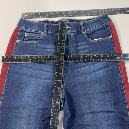CLINTON KELLY Frayed Hem Jeans Women's Sz 10 Regular Dark Wash, Maroon Striped Side(New)