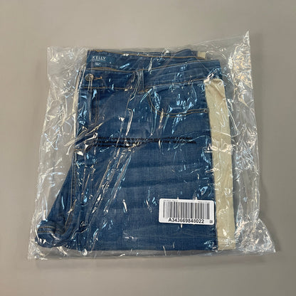 CLINTON KELLY Frayed Hem Jeans Women's Sz 16 Regular Mid Wash W/ Tan Striped Side(New)