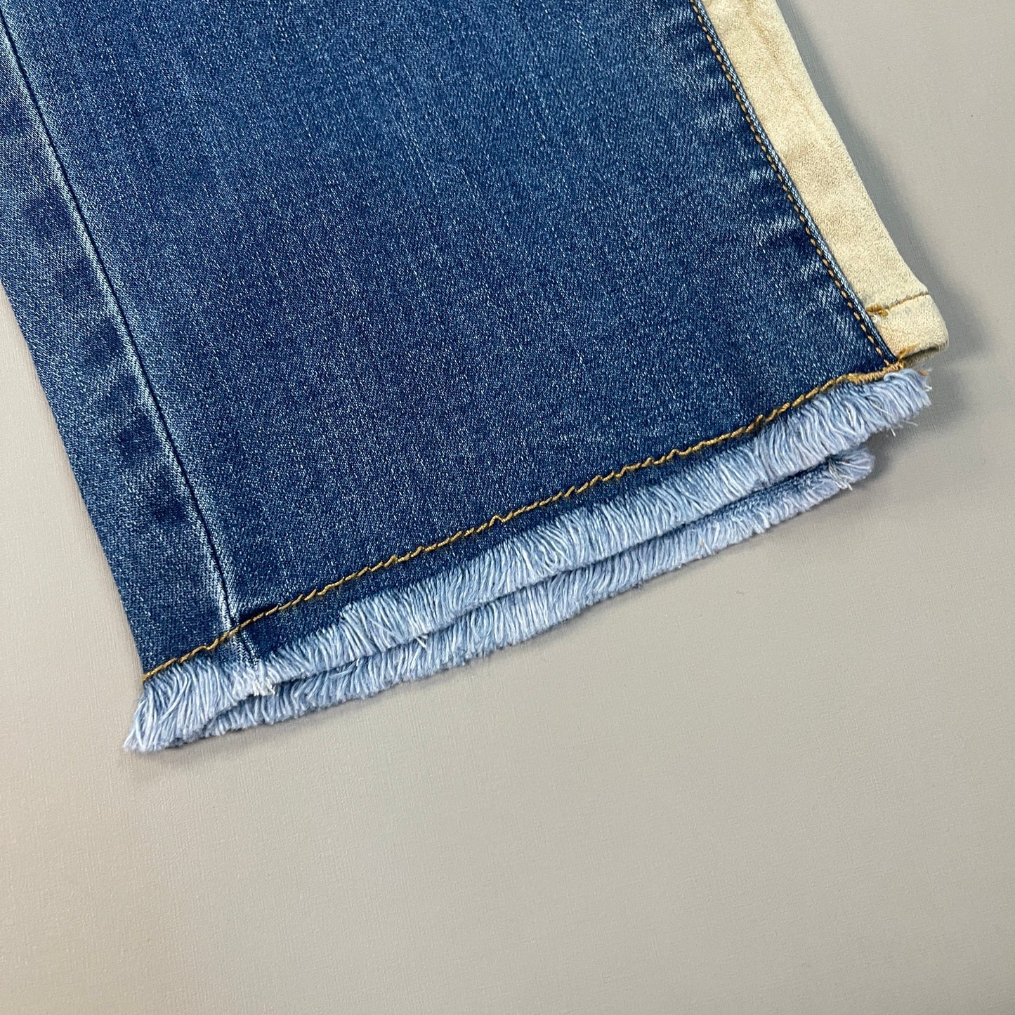 CLINTON KELLY Frayed Hem Jeans Women's Sz 16 Regular Mid Wash W/ Tan Striped Side(New)