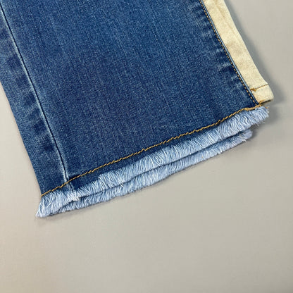 CLINTON KELLY Frayed Hem Jeans Women's Sz 16 Regular Mid Wash W/ Tan Striped Side(New)