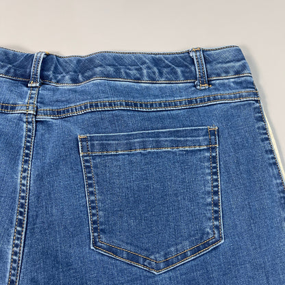 CLINTON KELLY Frayed Hem Jeans Women's Sz 16 Regular Mid Wash W/ Tan Striped Side(New)