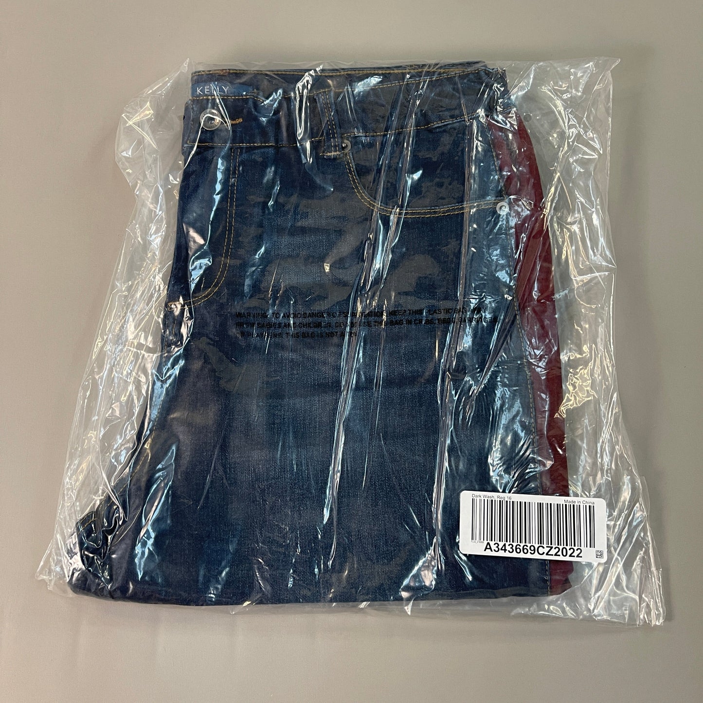 CLINTON KELLY Frayed Hem Jeans Women's Sz 16 Regular Dark Wash W/ Maroon Striped Side (New)