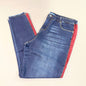CLINTON KELLY Frayed Hem Jeans Women's Sz 16 Regular Dark Wash W/ Maroon Striped Side (New)