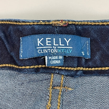 CLINTON KELLY Frayed Hem Jeans Women's Sz 16 Regular Dark Wash W/ Maroon Striped Side (New)