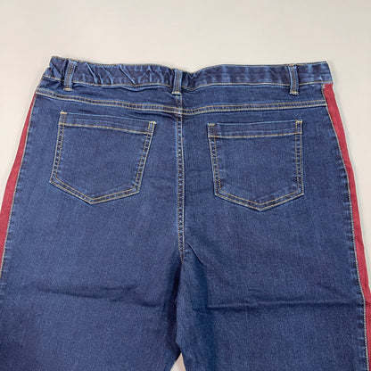 CLINTON KELLY Frayed Hem Jeans Women's Sz 16 Regular Dark Wash W/ Maroon Striped Side (New)