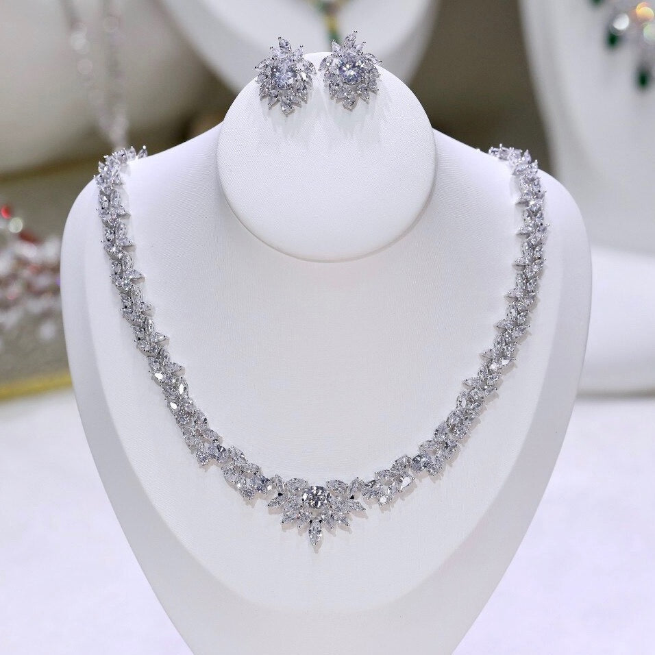 Iris - Cubic Zirconia Bridal Jewelry Set - Available in Silver and Rose Gold