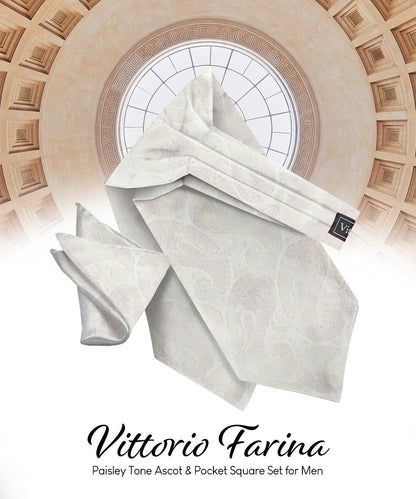 Vittorio Farina Men's Solid Satin Ascot & Pocket Square