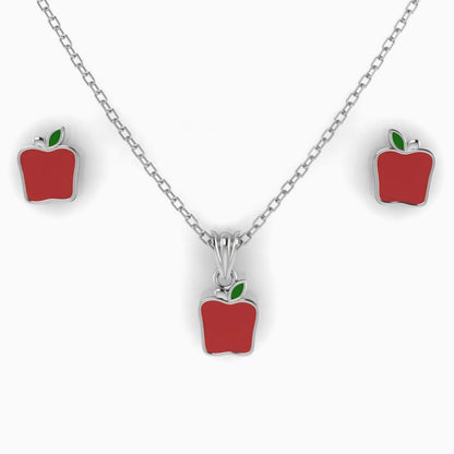 Sterling Silver Apple Baby Pendant & Earrings by Krysaliis