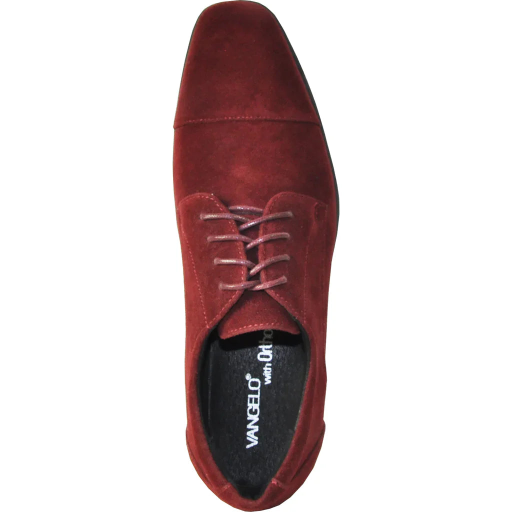 VANGELO Men Dress Shoe KING-4 Oxford Formal Tuxedo for Prom and Wedding Burgundy