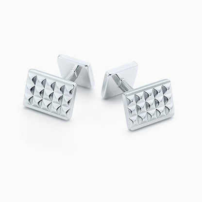 Checked Textured Sterling Silver Cufflinks by Krysaliis
