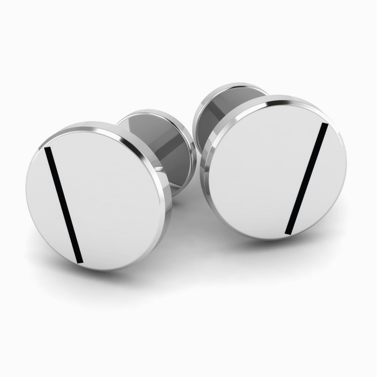 Black Enamel Round Sterling Silver Cufflinks by Krysaliis