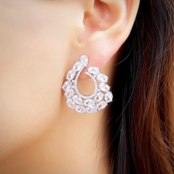 Kerrie - Silver Cubic Zirconia Bridal Earrings