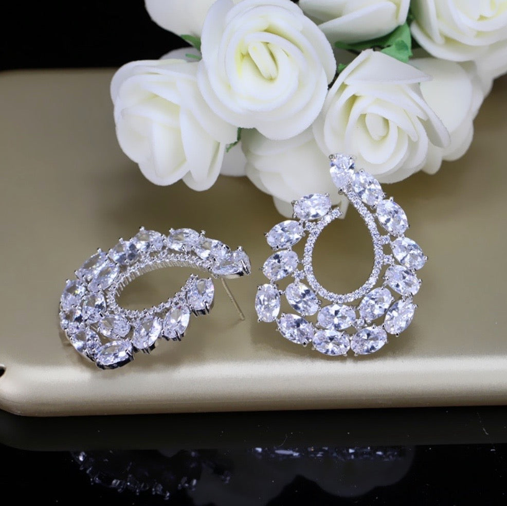 Kerrie - Silver Cubic Zirconia Bridal Earrings