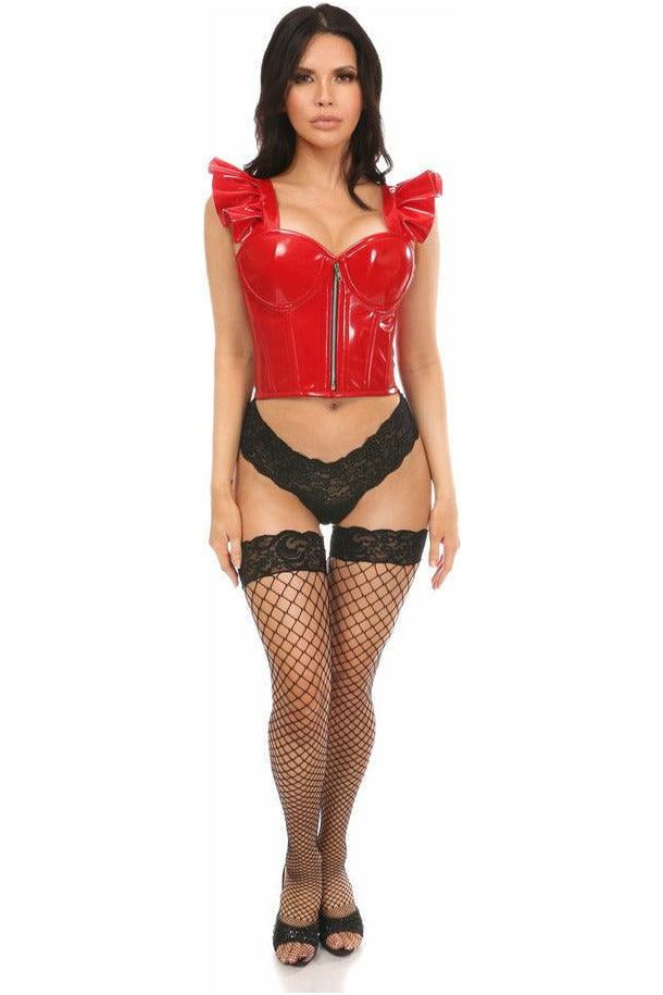 Lavish Red Patent Bustier Top w/Ruffle Sleeves