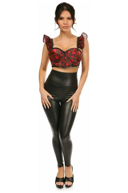 Lavish Red Plaid Underwire Bustier Top w/Removable Ruffle Sleeves