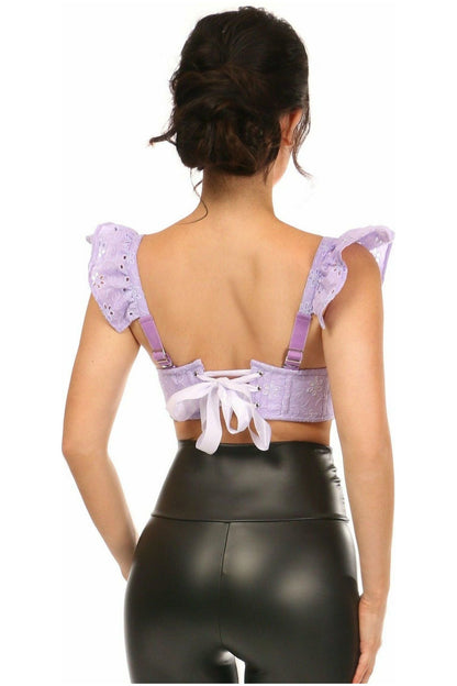 Lavish Lavender Eyelet Underwire Bustier Top w/Removable Ruffle Sleeves