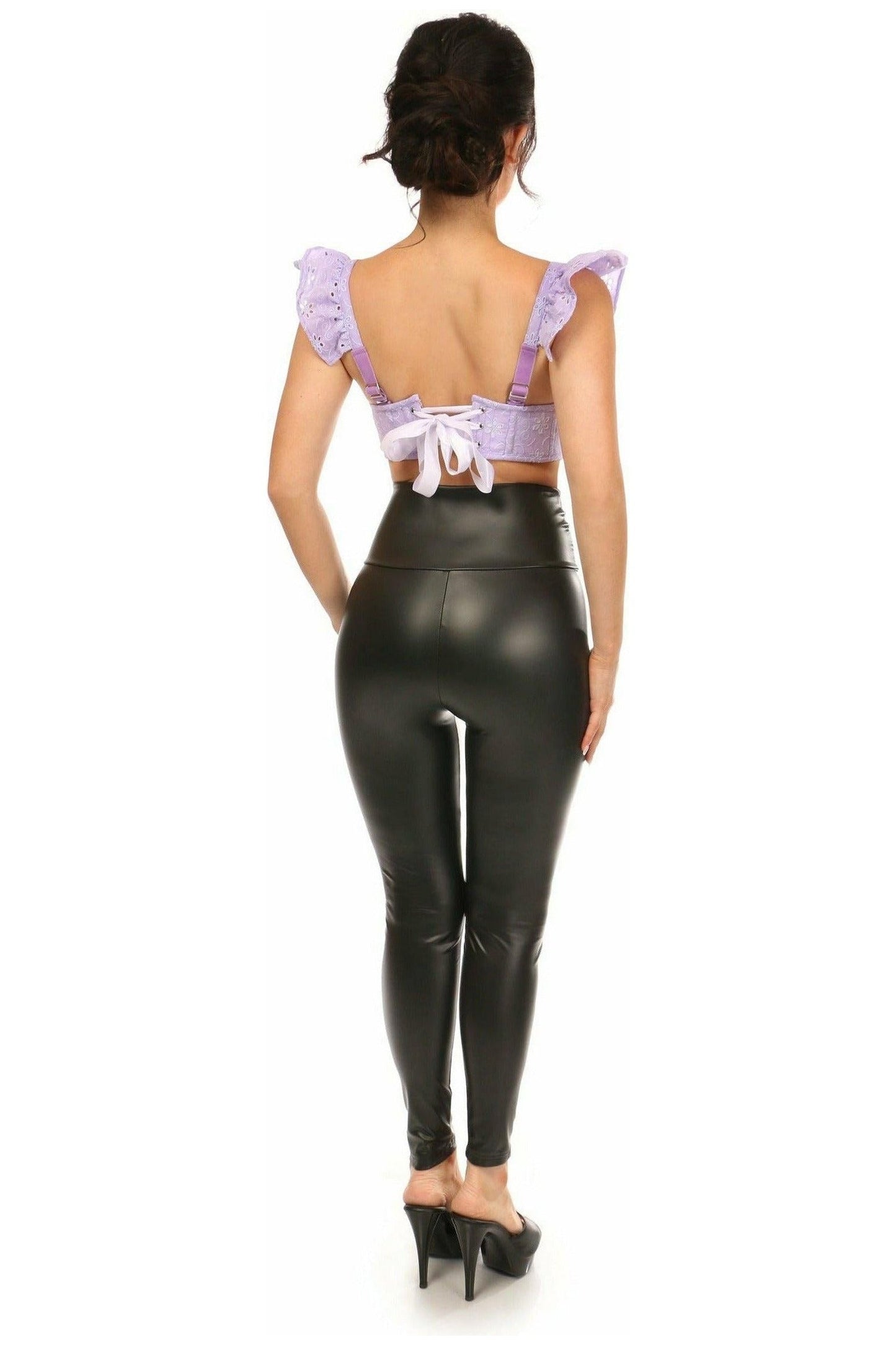 Lavish Lavender Eyelet Underwire Bustier Top w/Removable Ruffle Sleeves