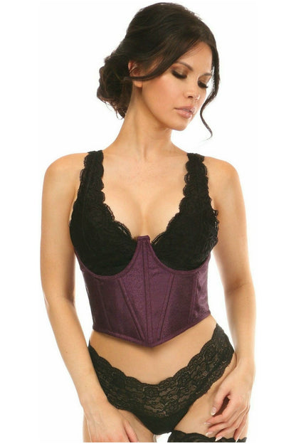 Lavish Plum Brocade Open Cup Waist Cincher