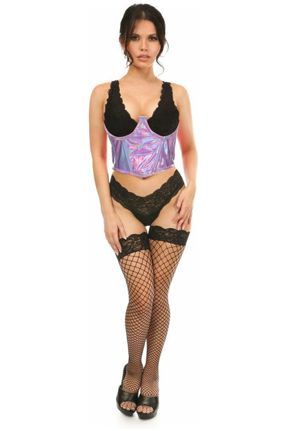 Lavish Lavender Holo Open Cup Underwire Waist Cincher
