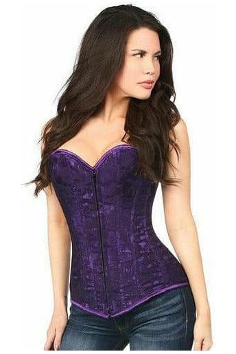 Lavish Dark Purple Lace Overbust Corset w/Zipper
