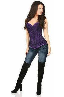Lavish Dark Purple Lace Overbust Corset w/Zipper
