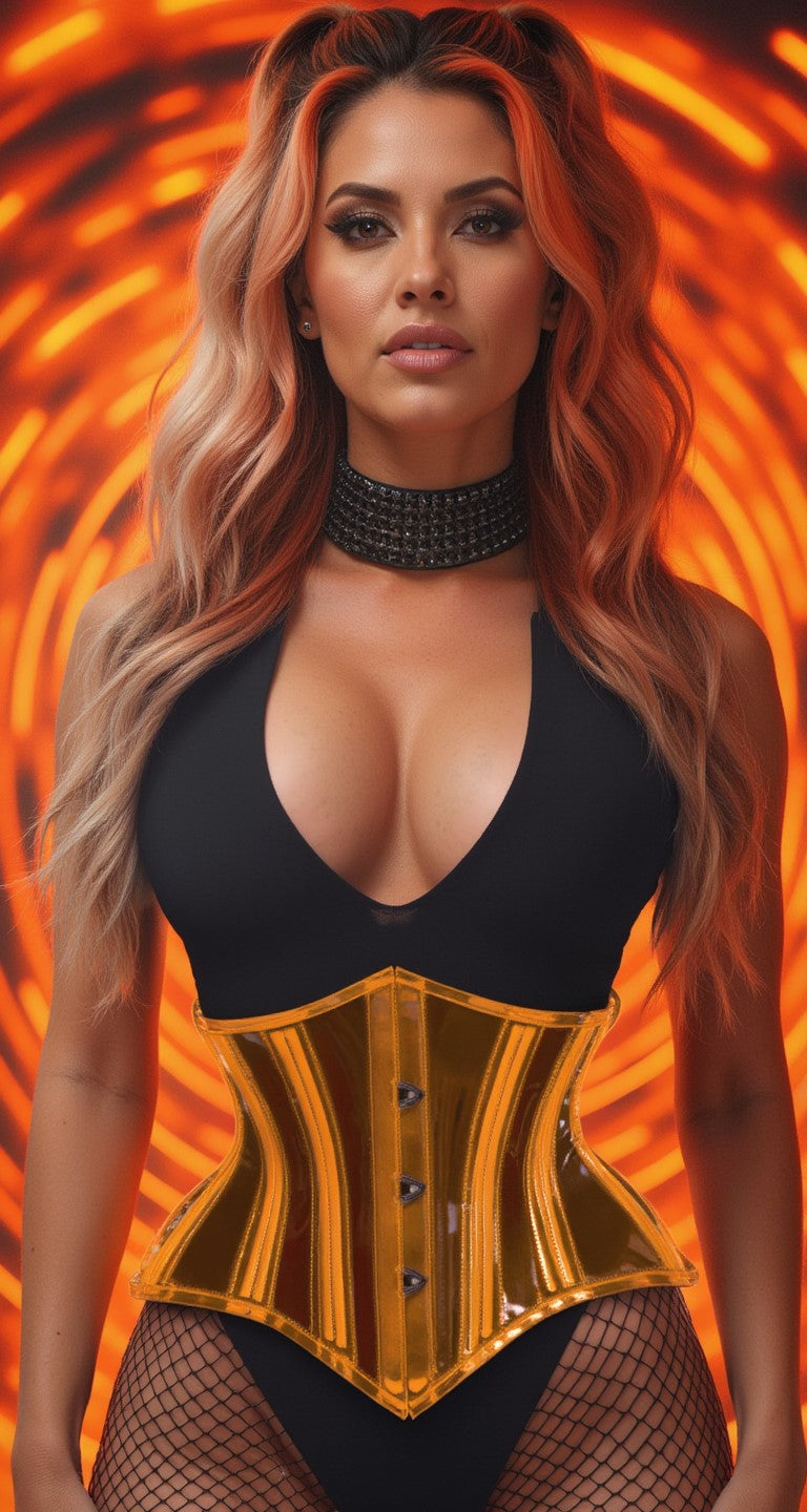 Lavish Clear Orange Curvy Cut Mini Cincher Corset