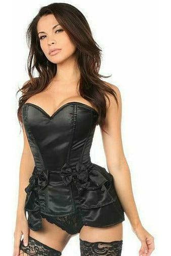 Lavish Black Satin Corset w/Removable Snap on Skirt