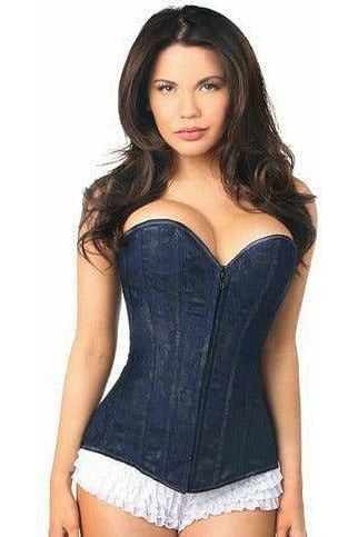 Lavish Navy Blue Lace Overbust Corset w/Zipper