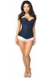 Lavish Navy Blue Lace Overbust Corset w/Zipper