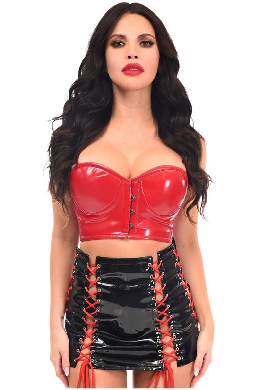 Lavish 2 PC Red/Black Patent Bustier & Skirt Set