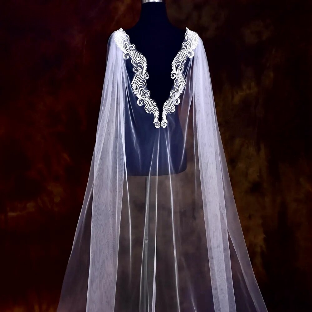 "Carmella" - Lace Bridal Cape Veil - Cathedral Length