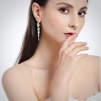 Ameerah - Cubic Zirconia Bridal Earrings - Available in Silver, Rose Gold and Yellow Gold