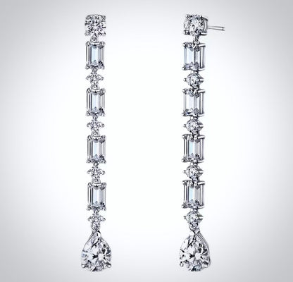"Brynlee" - Silver Cubic Zirconia Bridal Earrings