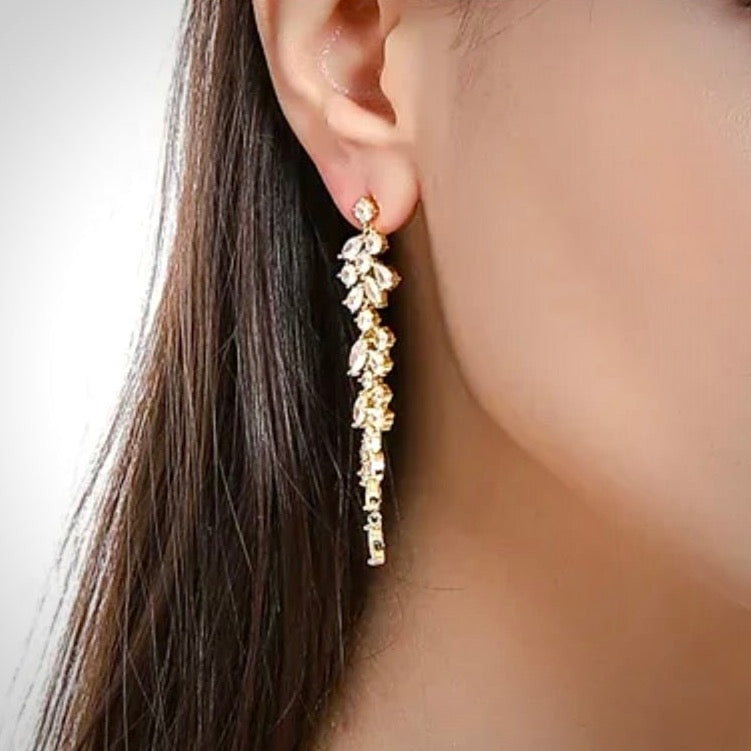 Ameerah - Cubic Zirconia Bridal Earrings - Available in Silver, Rose Gold and Yellow Gold