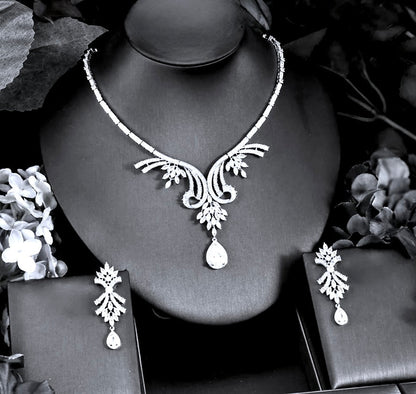 Essence - Luxury Silver Cubic Zirconia Bridal Jewelry Set