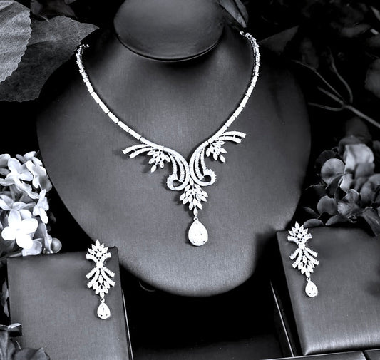 Essence - Luxury Silver Cubic Zirconia Bridal Jewelry Set